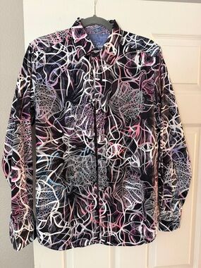 Robert Graham Black Multicolor Abstract Swirl Dress Shirt